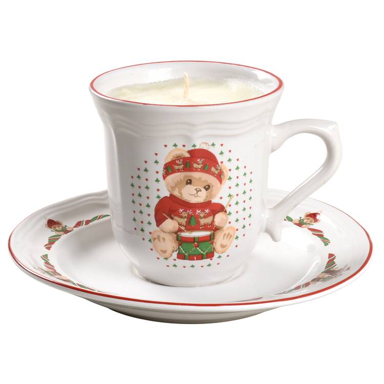 Theodore Bear's Christmas Scented Cup & Saucer Candle-Vanilla  HC