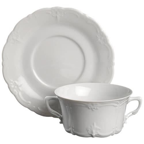 Baronesse White Flat Cream Soup Bowl & Saucer Set