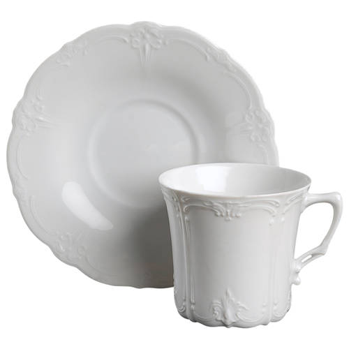 Baronesse White Flat Cup & Saucer Set