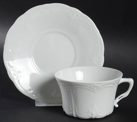 Baronesse White Flat Cup & Saucer Set