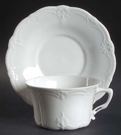 Baronesse White Flat Cup & Saucer Set