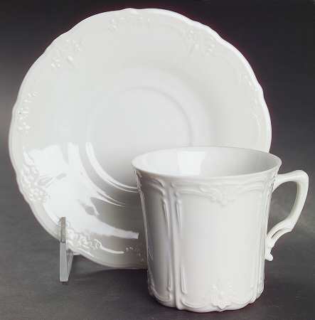 Baronesse White Flat Cup & Saucer Set