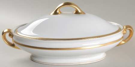 Colonial (Smooth Gold Band) Oval Covered Vegetable
