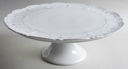 Fleur De Lis Blue 12" Diameter Pedestal Cake Stand