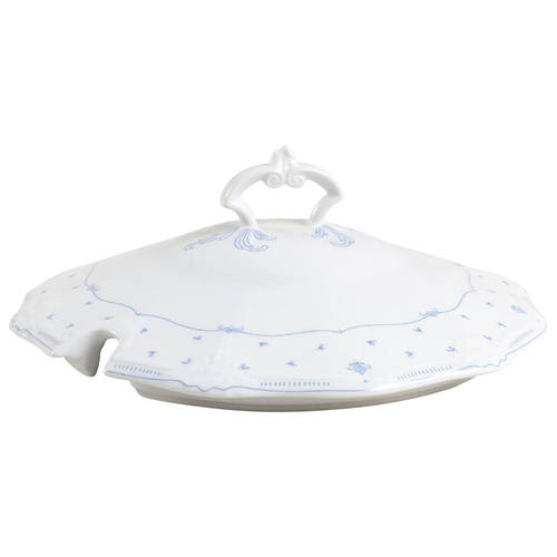 Fleur De Lis Blue Lid for Round Vegetable