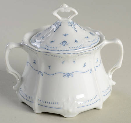 Fleur De Lis Blue Mini Sugar Bowl & Lid