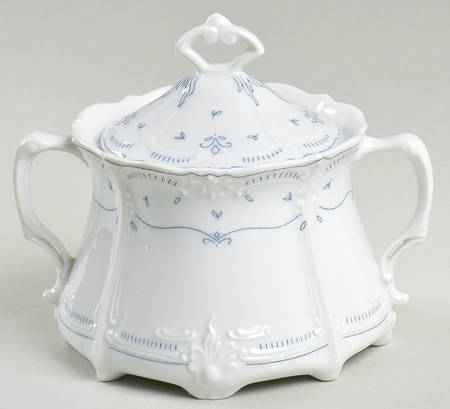 Fleur De Lis Blue Sugar Bowl & Lid
