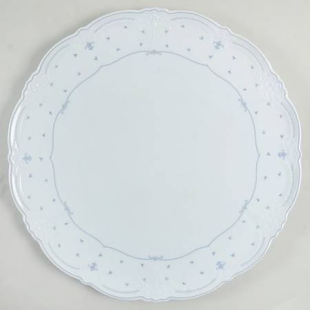 Fleur De Lis Blue Round Torte Plate
