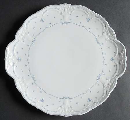Fleur De Lis Blue Handled Cake Plate
