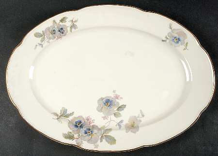 Pansy Cream 15" Oval Serving Platter