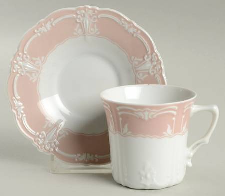 Rose (Pale Pink Color Band) Flat Demitasse Cup & Saucer Set