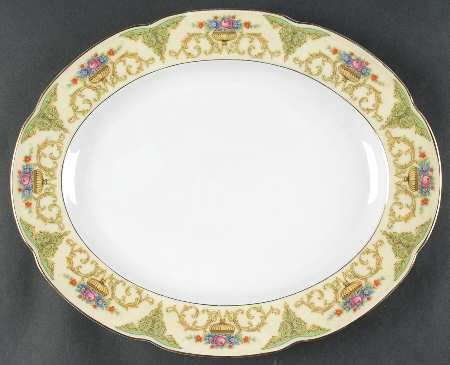 The Shannon (Cream Border) 14" Oval Serving Platter