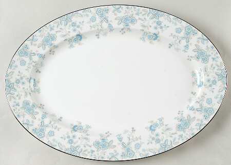 Blue Meadows 16" Oval Serving Platter by Towne
