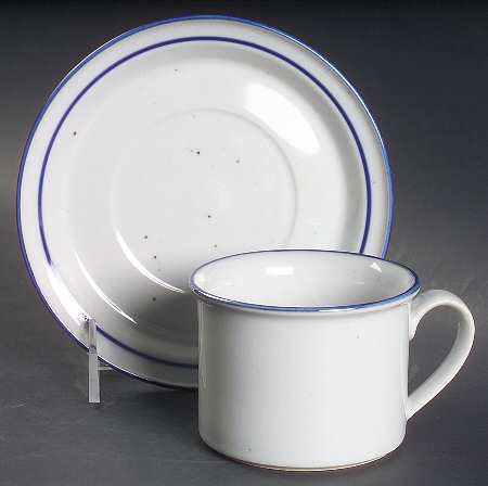 Earthstone Blue Reef Flat Cup & Saucer Set