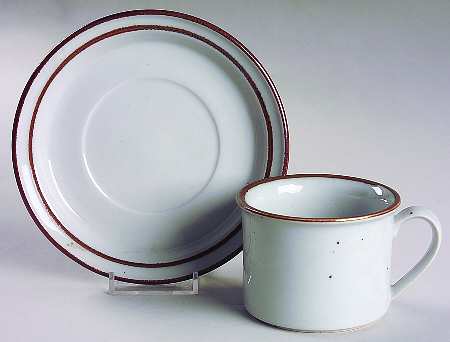 Earthstone Rust Brown Flat Cup & Saucer Set