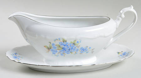Forget Me Nots Gravy Boat with Attached Underplate
