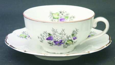 Spring Violet (Scroll Edge Only) Flat Cup & Saucer Set