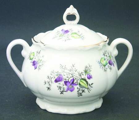 Spring Violet (Scroll Edge Only) Sugar Bowl & Lid