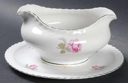 Vienna Rose Gravy Boat with Attached Underplate by Toscport