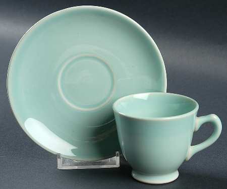 Luray Pastels Surf Green Footed Demitasse Cup & Saucer Set