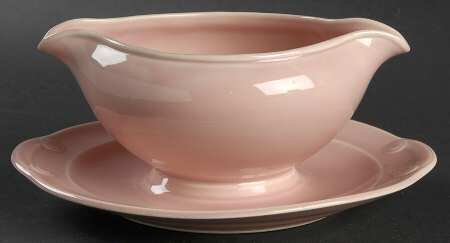 Luray Pastels Sharon Pink Gravy Boat with Attached Underplate