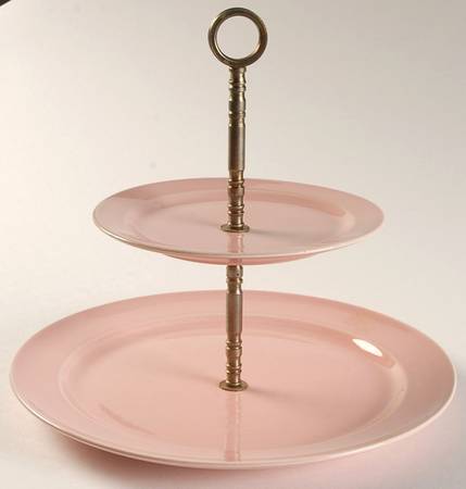 Luray Pastels Sharon Pink 2 Tiered Serving Tray (Lunch & Bread/Butter Plate)