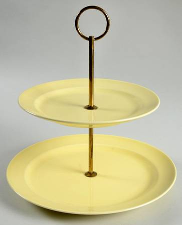 Luray Pastels Persian Cream Yellow 2 Tiered Serving Tray (Lunch & Bread/Butter Plate)