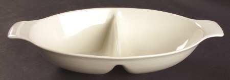 Pebbleford White Oval Divided Vegetable Bowl