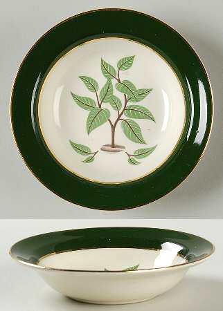 Coffee Tree (Green Rim, Gold Trim) Fruit/Dessert (Sauce) Bowl