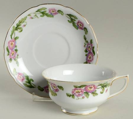Gloria Footed Cup & Saucer Set by TTK (Japan)