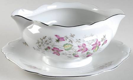 Violet Fantasy Gravy Boat with Attached Underplate