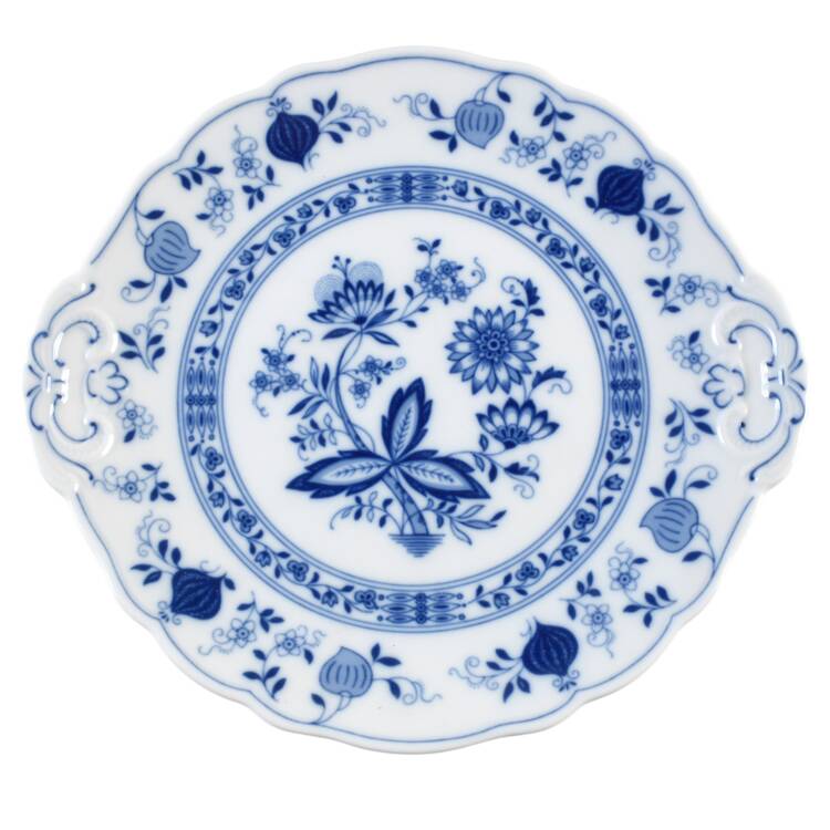 Blue Onion Handled Cake Plate
