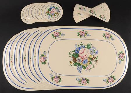 Victorian Rose (Set of 8) Vinyl Placement, Coaster&Napkin Ring