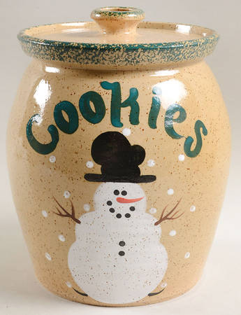 Traditional Snowman (Made in Mold) Cookie Jar & Lid