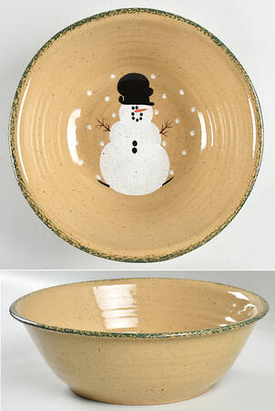 Traditional Snowman (Made in Mold) 12" Round Vegetable Bowl