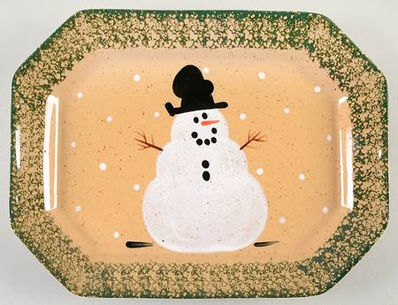 Traditional Snowman (Made in Mold) 11" Rectangular Serving Platter