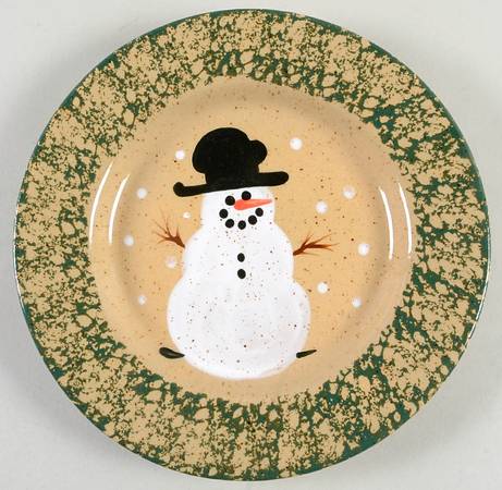 Traditional Snowman (Made in Mold) Pie/Dessert Plate