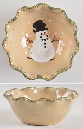 Traditional Snowman (Made in Mold) Fluted Dip Bowl