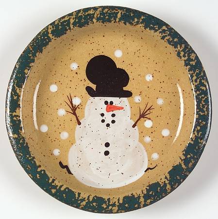 Traditional Snowman (Made in Mold) Round Dish