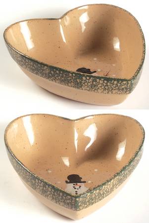 Traditional Snowman (Made in Mold) Heart Shaped Dish
