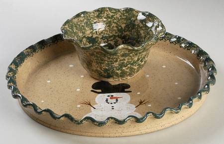 Traditional Snowman (Made in Mold) 2 Piece Chip/Dip Set
