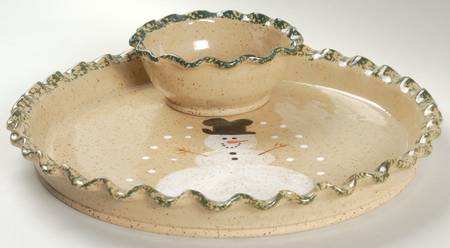 Traditional Snowman (Made in Mold) 2 Piece Chip/Dip Set