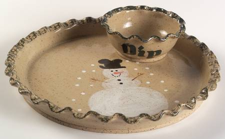 Traditional Snowman (Made in Mold) Chip/Dip Set (2 Piece)