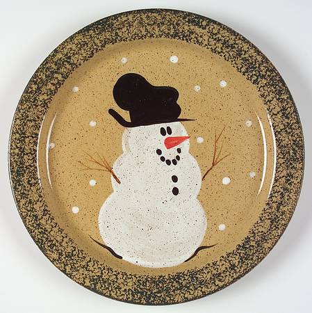 Traditional Snowman (Made in Mold) 12" Chop Plate (Round Platter)