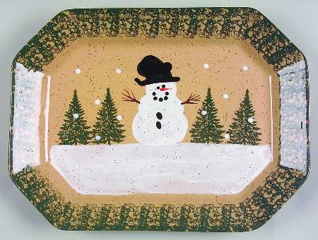 Snowman & Pines (Made in Mold) 11" Rectangular Serving Platter