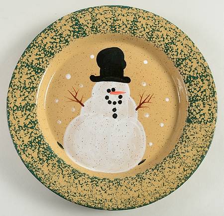 Snowman & Pines (Made in Mold) Dinner Plate