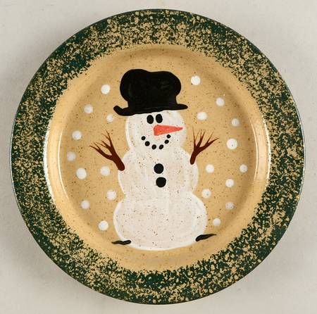 Snowman & Pines (Made in Mold) Salad Plate