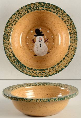 Snowman & Pines (Made in Mold) Rim Soup Bowl