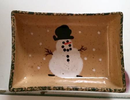Snowman & Pines (Made in Mold) Rectangular Dish