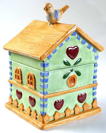 Birdhouse Figural Cookie Jar & Lid